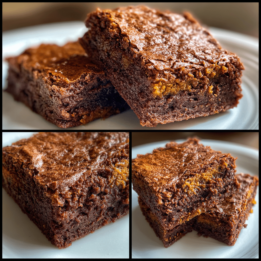 One-bowl pumpkin brownies with simple ingredients