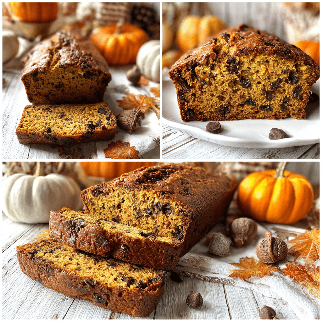 Pumpkin chocolate chip bread rising in the oven