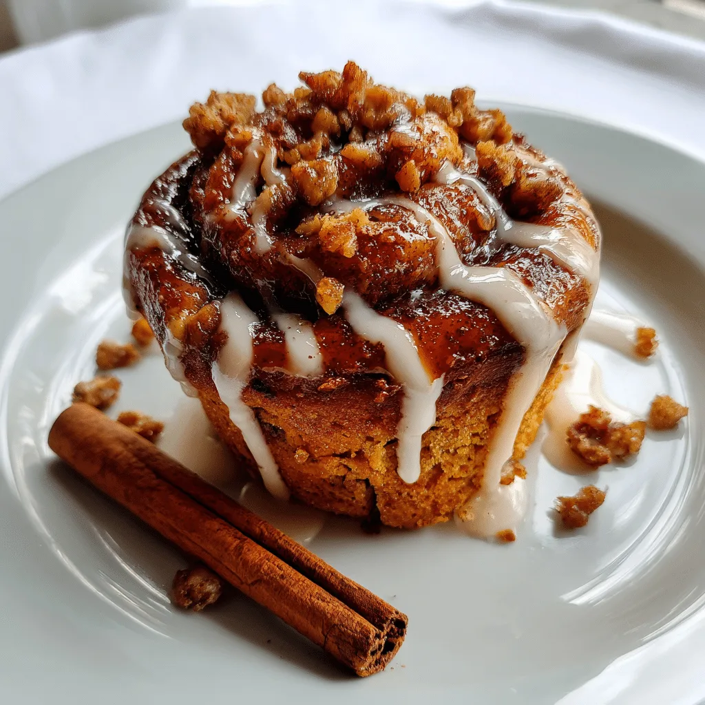 Pumpkin Cinnamon Roll Muffins on rustic fall table