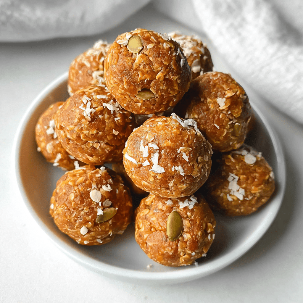 Pumpkin Protein Balls served on a plate for healthy snacking