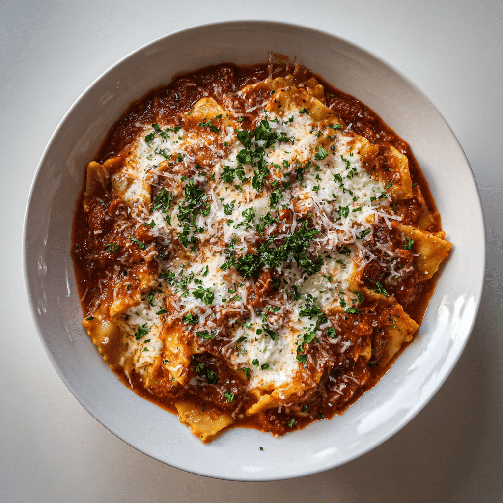 Crockpot Lasagna Soup served with bread on the side