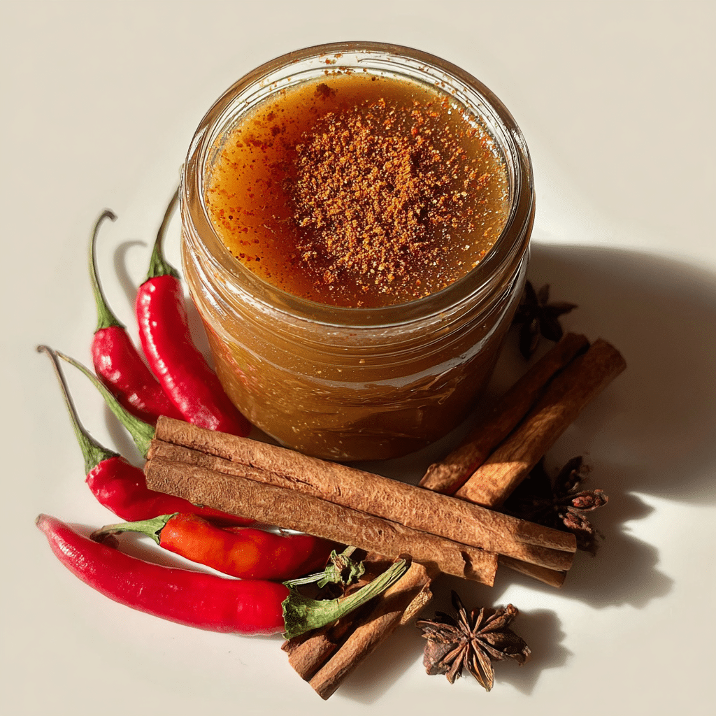 Spicy pumpkin butter with cayenne pepper garnish