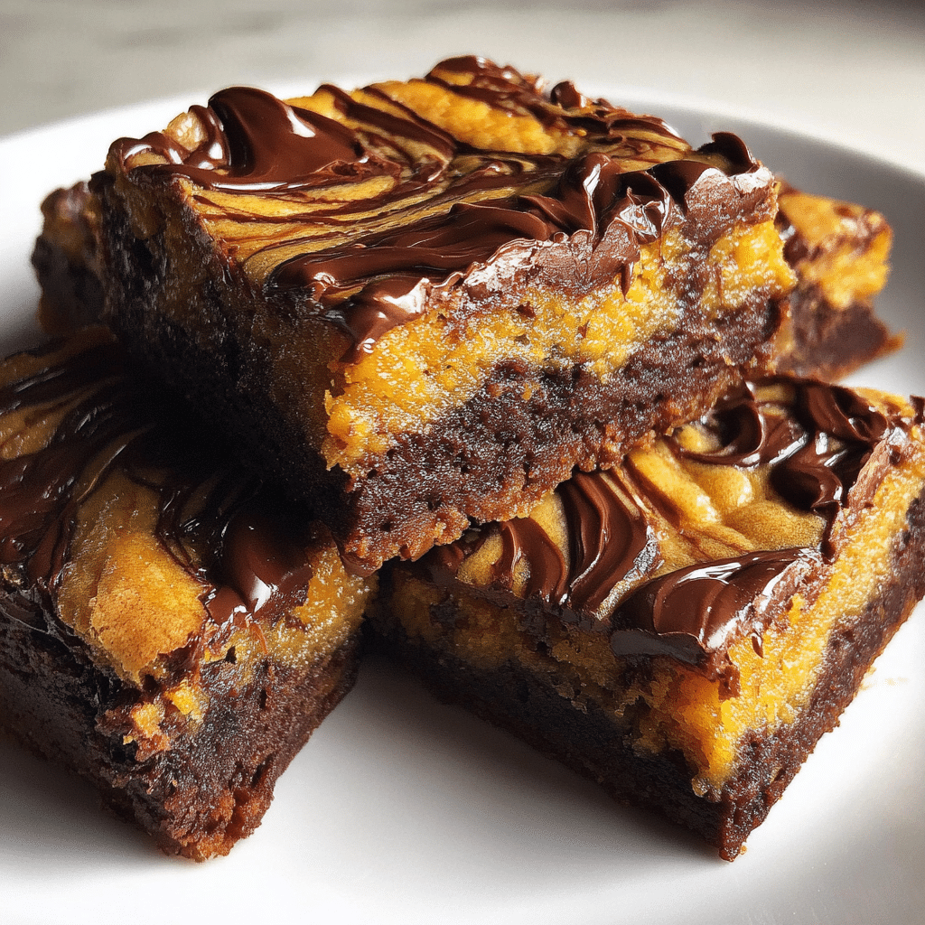 Swirled pumpkin blondie and brownie layered bars