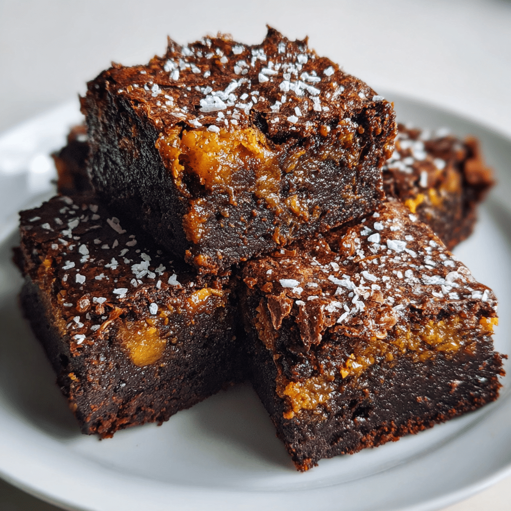 Vegan pumpkin brownies made with coconut oil and flax