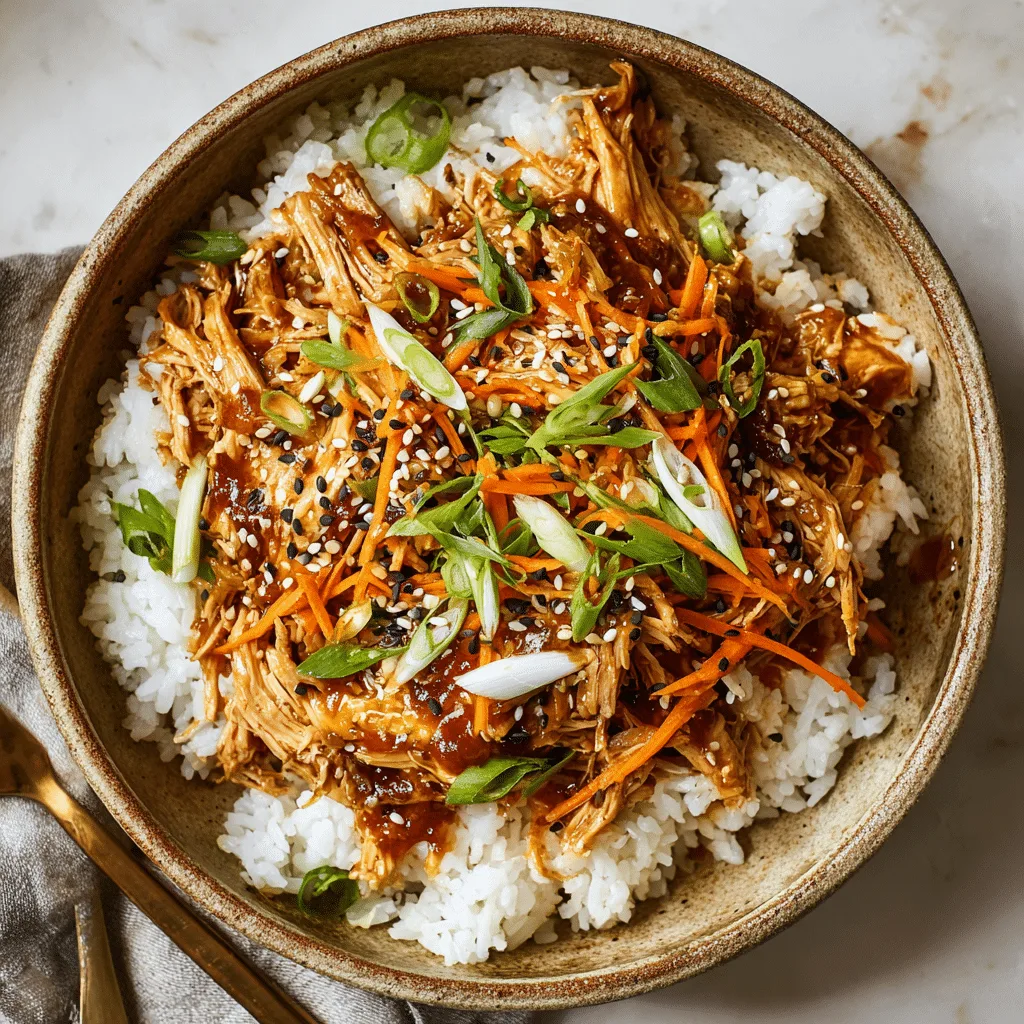 Bang Bang Chicken Bowl with jasmine rice and spicy sauce