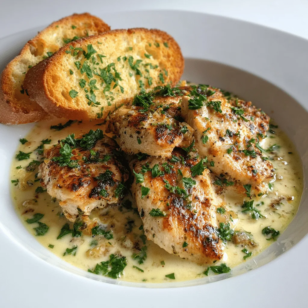 Creamy Italian Chicken served over pasta in a white bowl