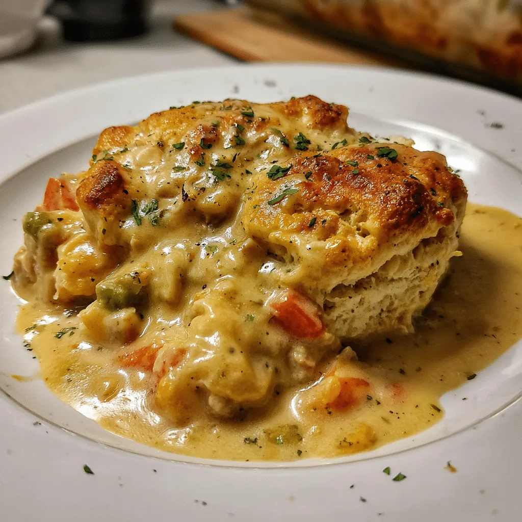 Crockpot chicken pot pie served warm with steam rising