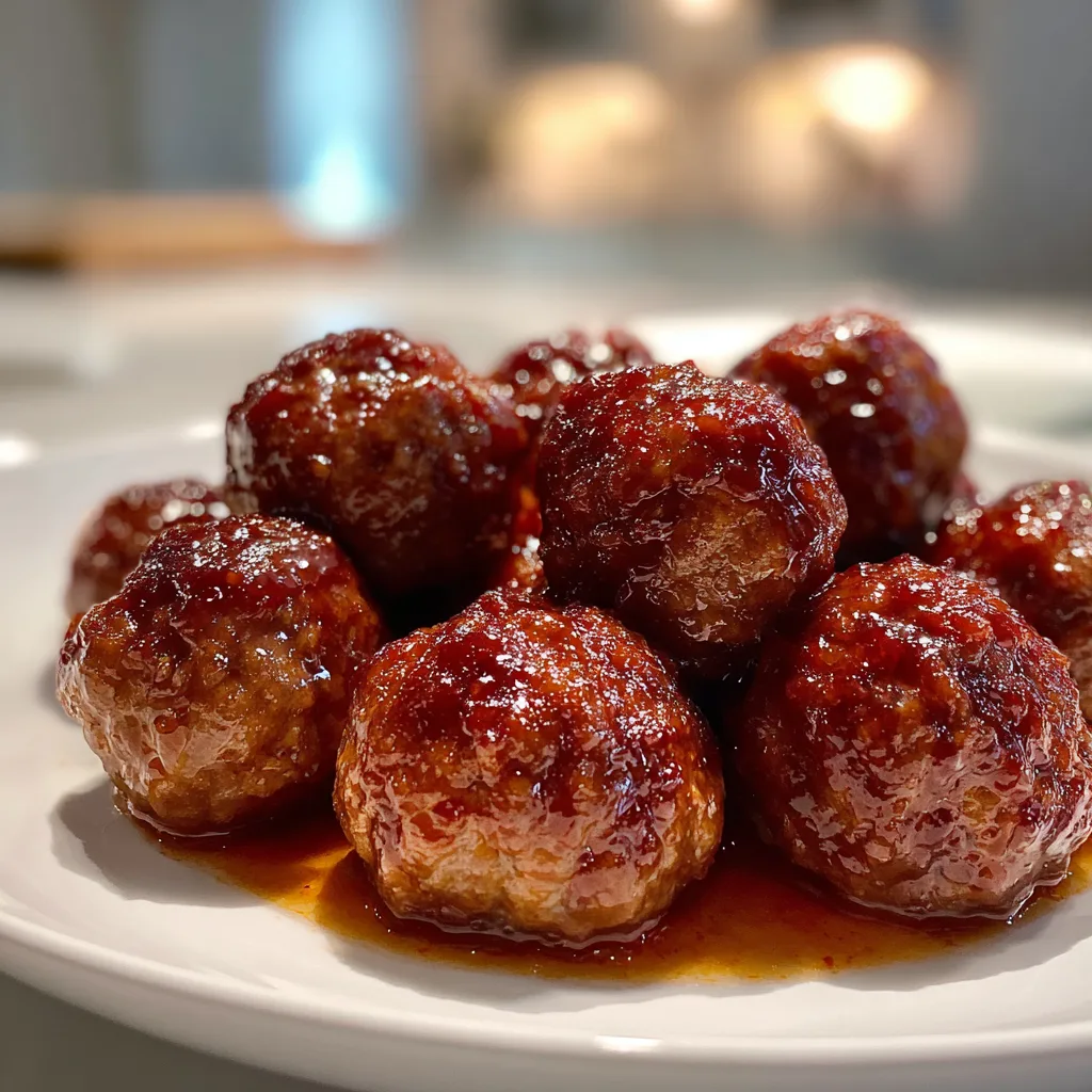 Grape jelly meatballs in a slow cooker with chili sauce