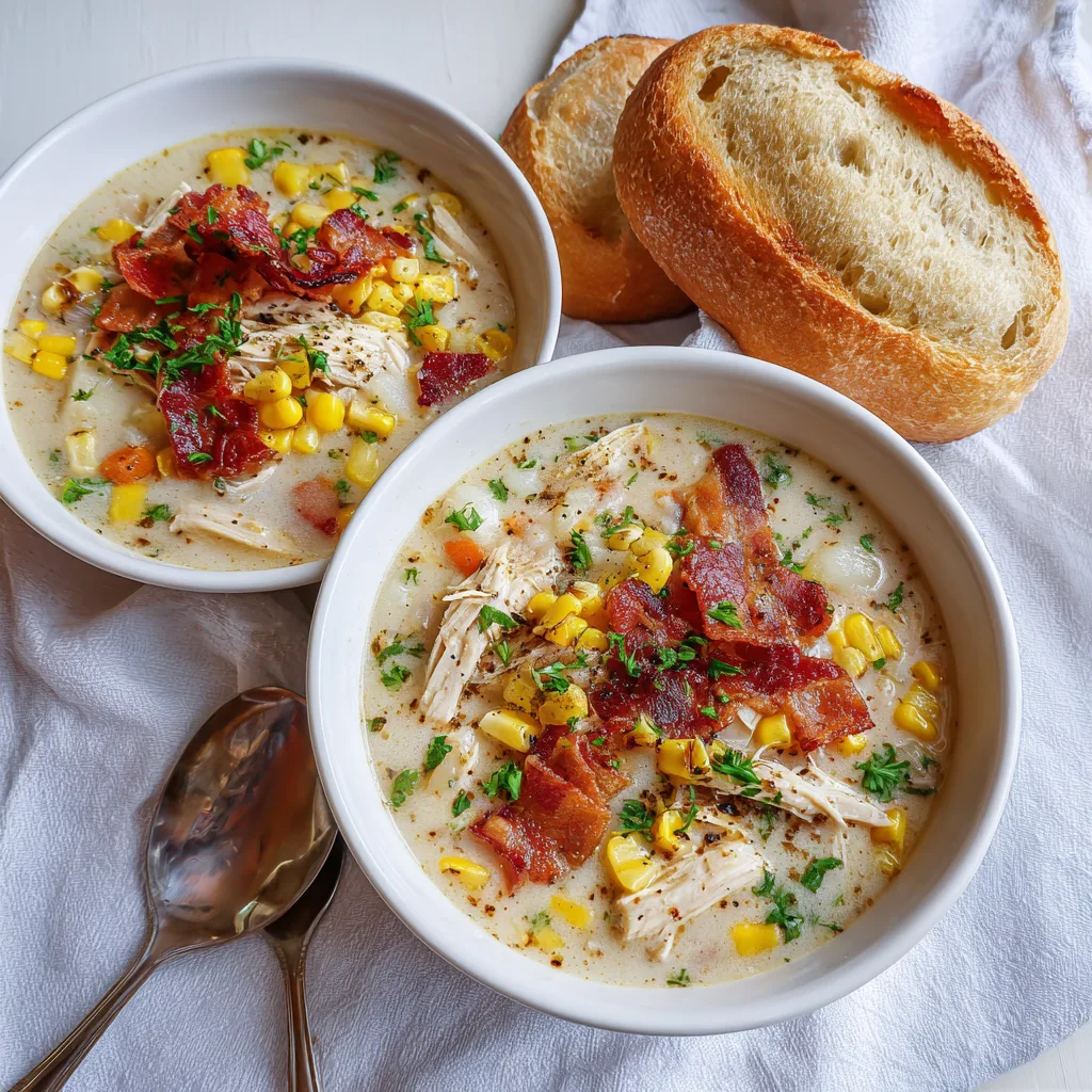 Crockpot Chicken and Corn Chowder with Bacon