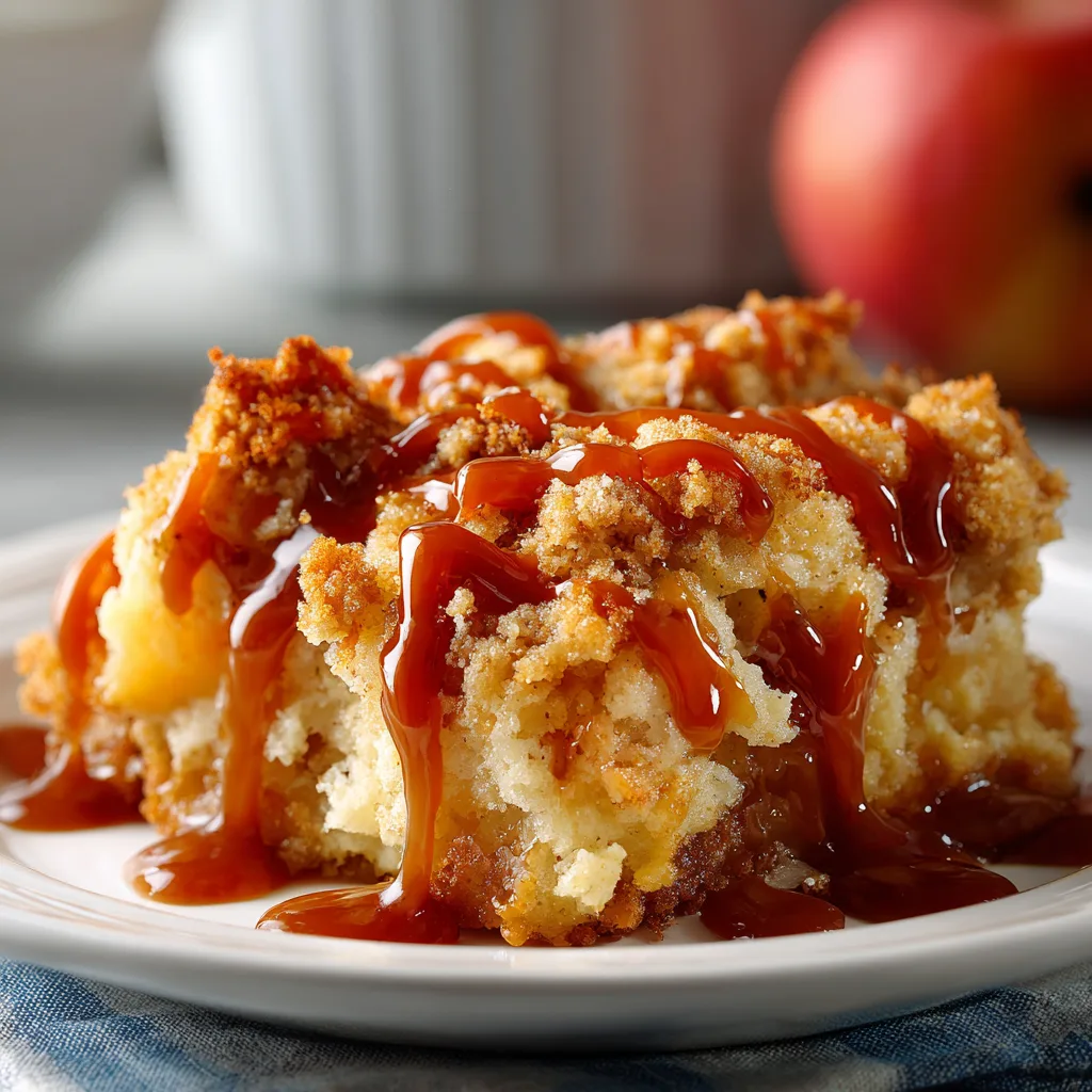 Crockpot Salted Caramel Apple Dump Cake