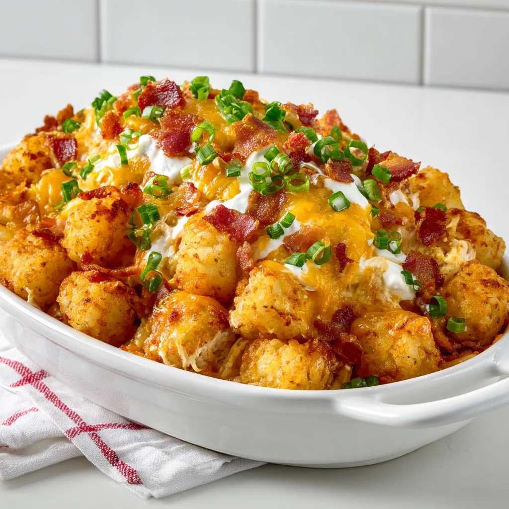 Crockpot Ranch Bacon Chicken Tater Tot Bake