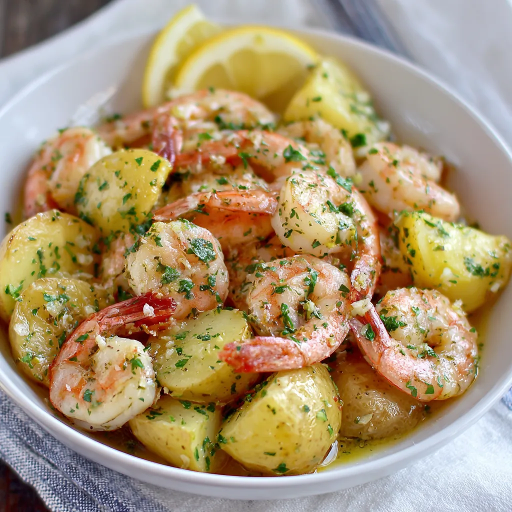 Crockpot Garlic Butter Shrimp and Potatoes:  Genius Wins