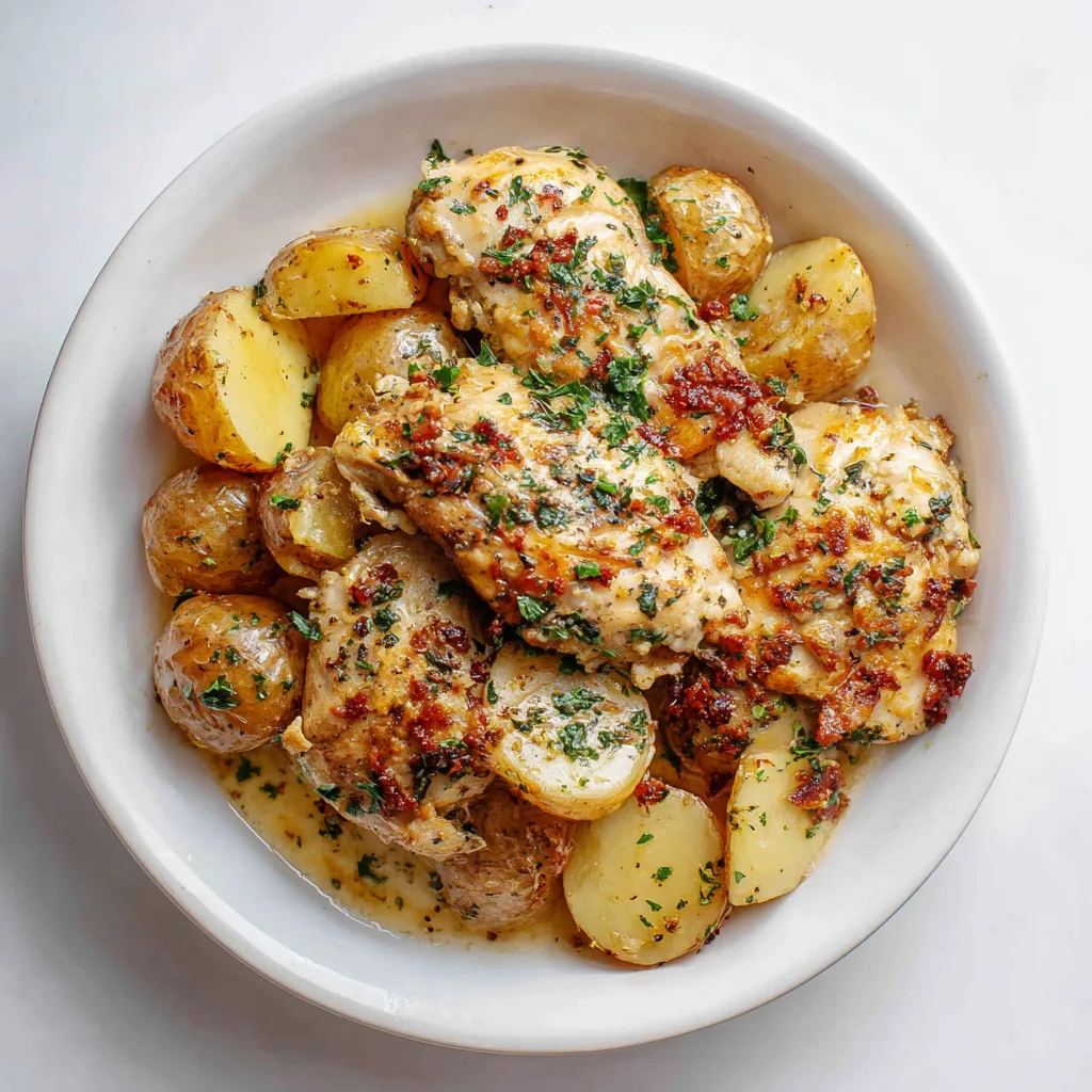 Garlic Parmesan Crockpot Chicken and Potatoes