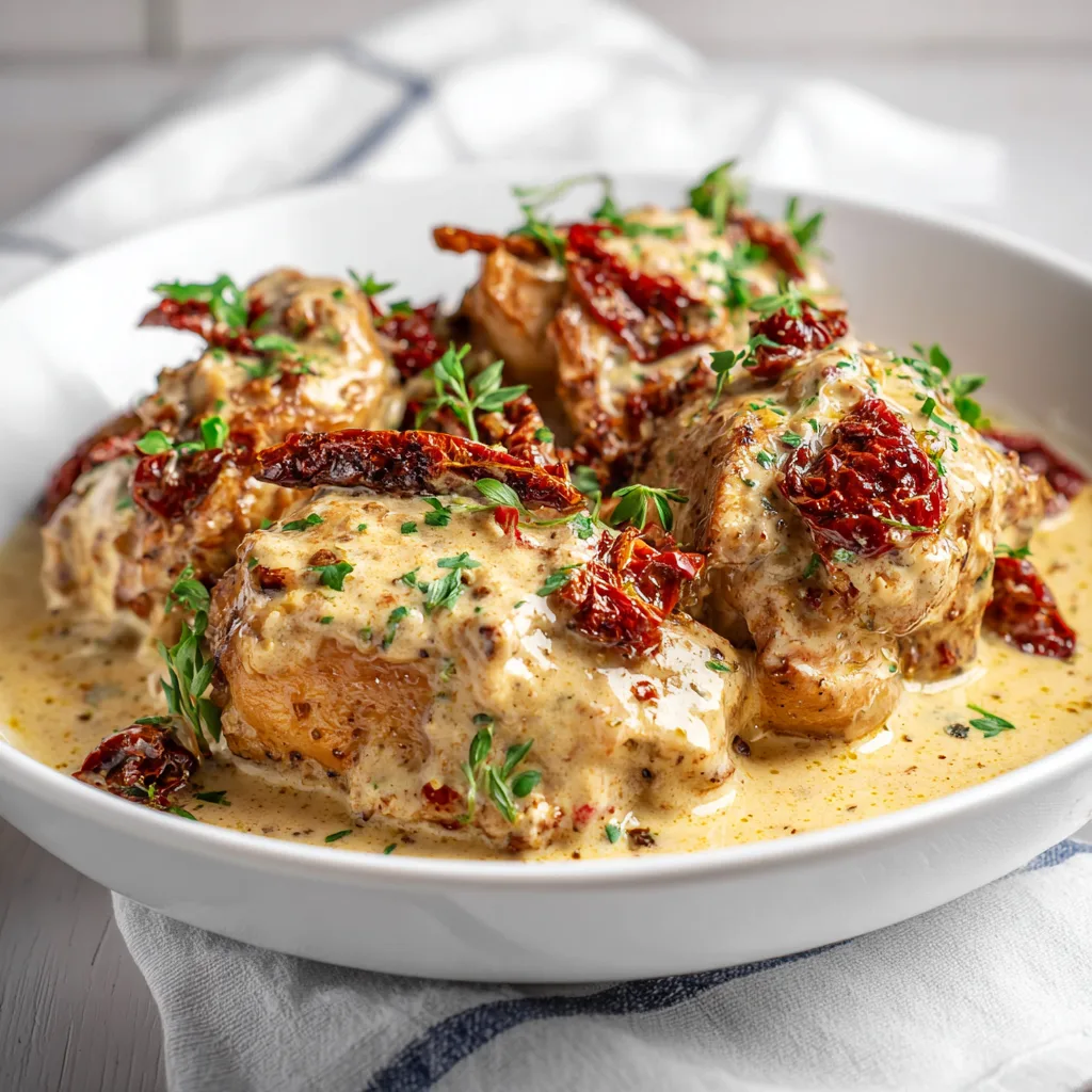 Crockpot Creamy Sun-Dried Tomato Chicken:  Cozy, Easy Wins