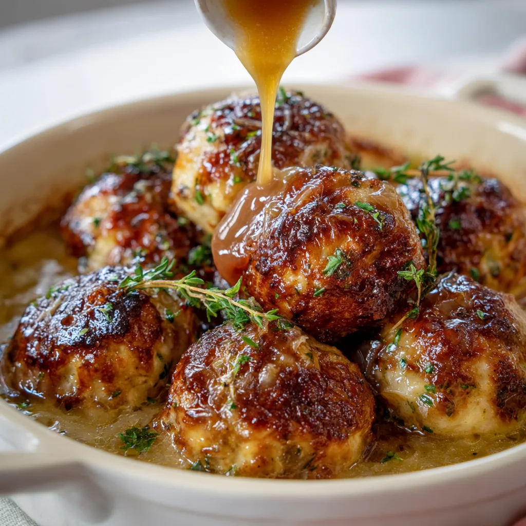 Crockpot French Onion Meatballs