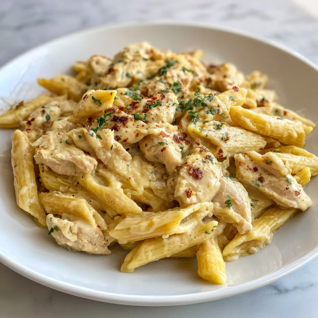 Crockpot Garlic Parmesan Chicken Pasta