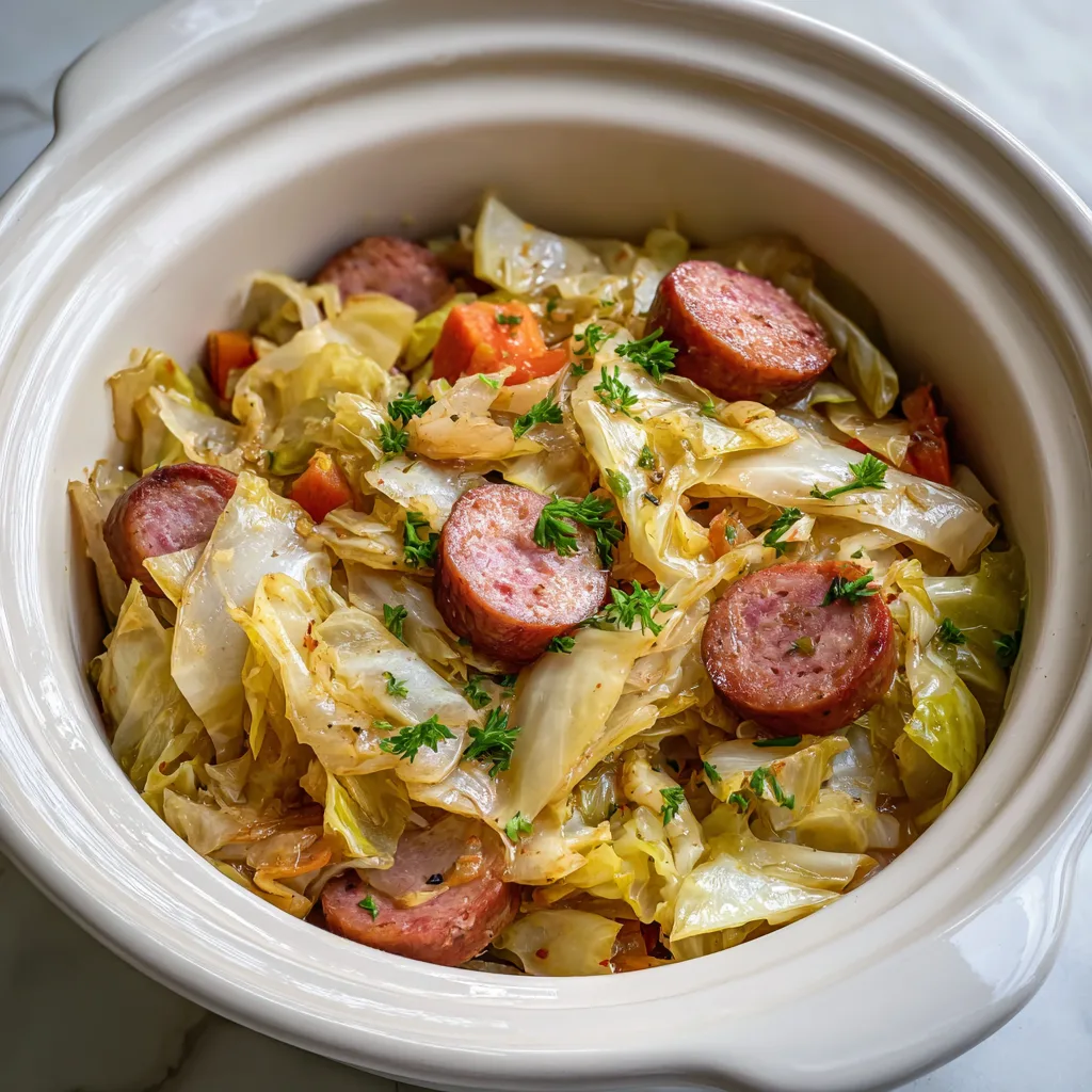 slow cooker cabbage and sausage recip