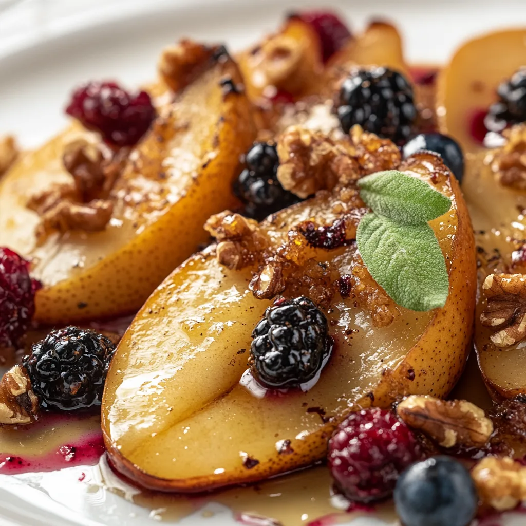 Delicious Baked Pears with Berries, Honey, Walnuts & Blue Cheese Recipe