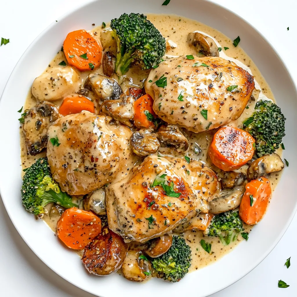 Crockpot Creamy Garlic Chicken and Veggies Recipe | Easy Slow Cooker Meal
