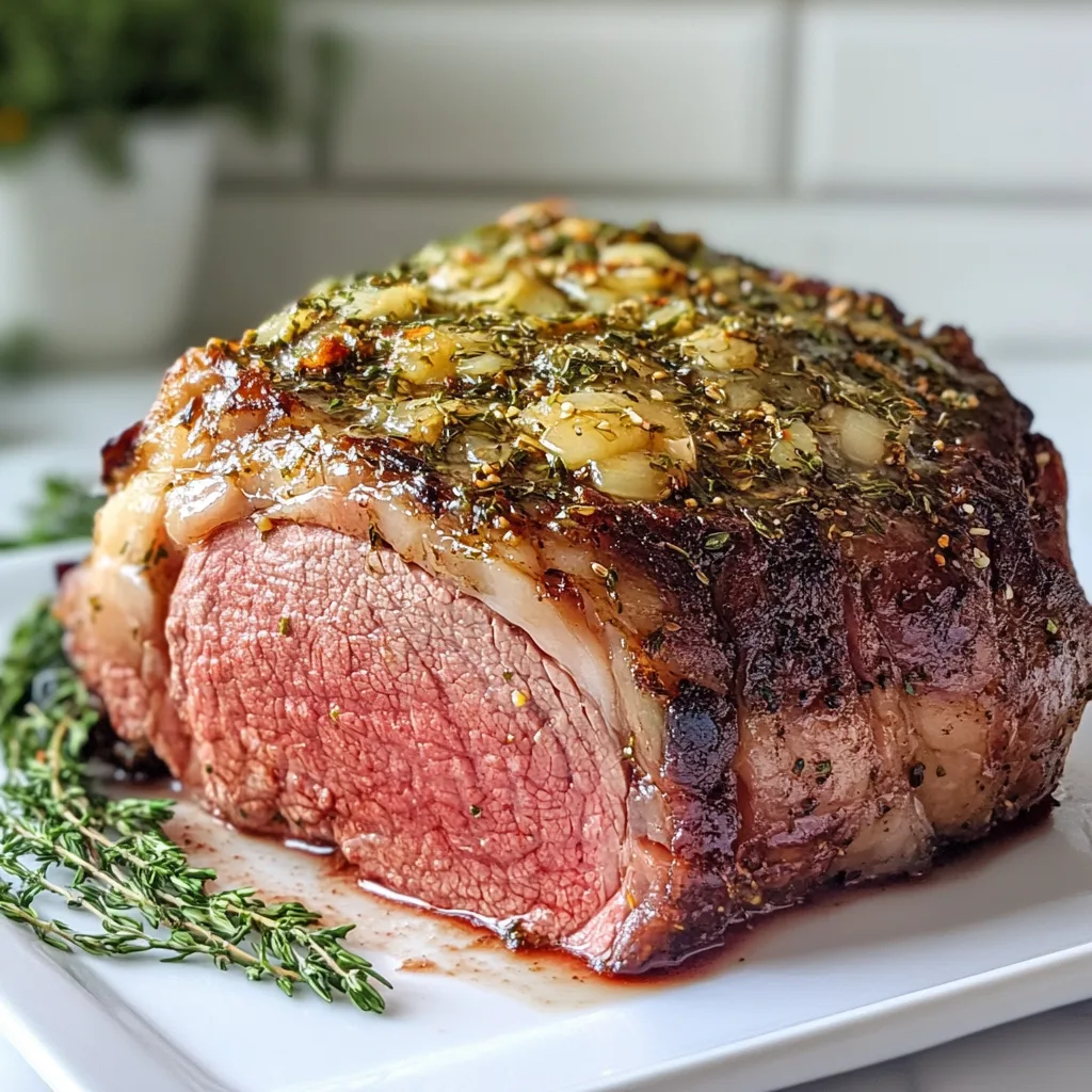 Garlic Herb Butter Prime Rib Recipe | Juicy &amp; Flavorful Roast Beef