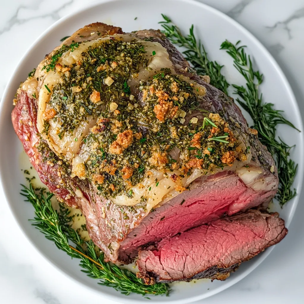 Herb-Crusted Prime Rib Roast Recipe | Juicy & Flavorful Holiday Beef Roast