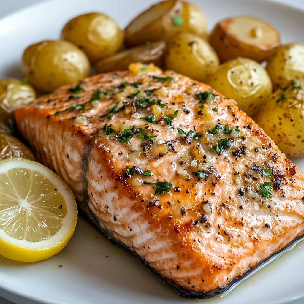 Slow Cooker Lemon-Garlic Salmon & Baby Potatoes – Easy, Zesty Delight!