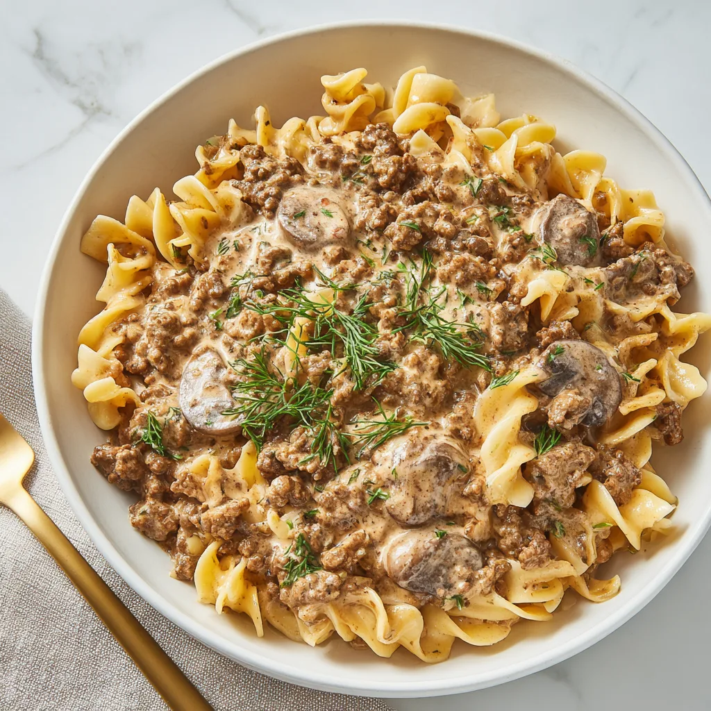 easy ground beef stroganoff