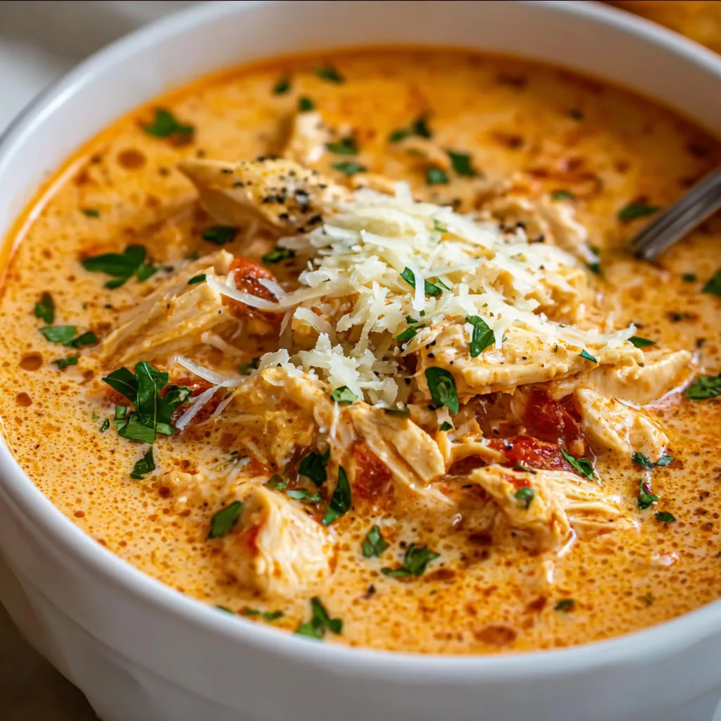 Crock Pot Creamy Chicken Parmesan Soup – Irresistibly Cozy & Delicious!