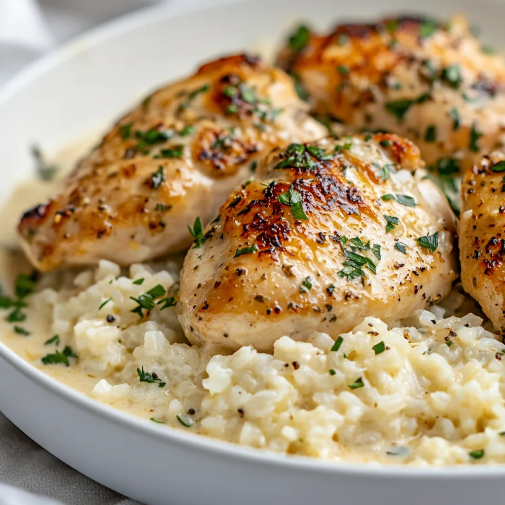 One-Pan Creamy Garlic Butter Chicken & Rice – Irresistibly Easy!