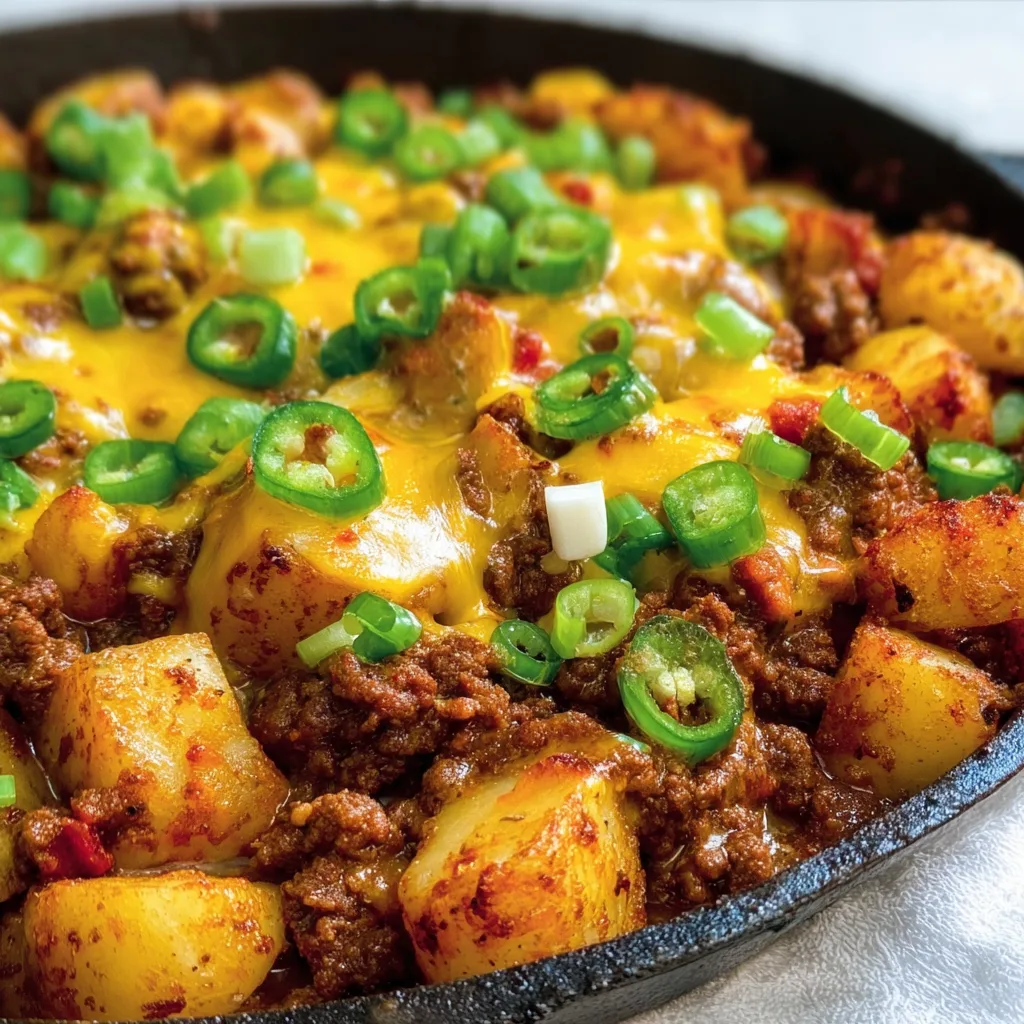 Chili Cheese Potato Skillet: Irresistibly Cheesy &amp; Perfectly Spicy!