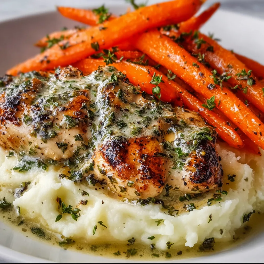 Garlic Herb Chicken with Creamy Mash & Roasted Carrots: Irresistible Comfort Meal