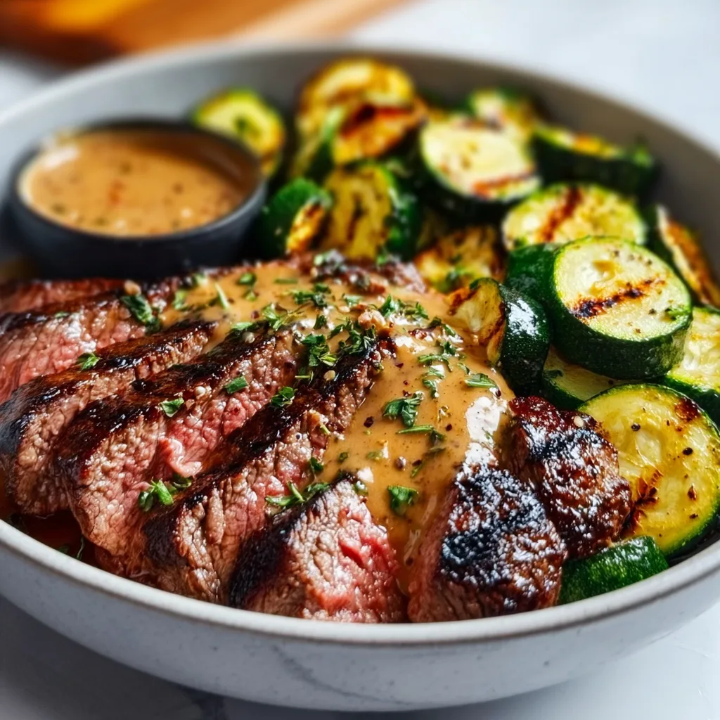 Grilled Steak Bowl Bliss: Juicy, Saucy &amp; Zucchini-Perfect!