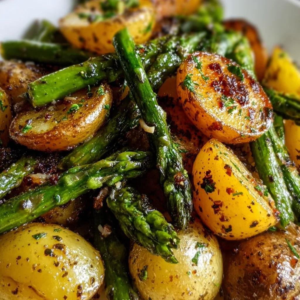 One-Pan Garlic Potatoes &amp; Asparagus: Easy, Crispy, Flavor Boost!