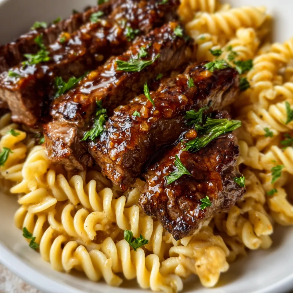 Sticky Honey Garlic Steak &amp; Rotini: Irresistibly Delicious!