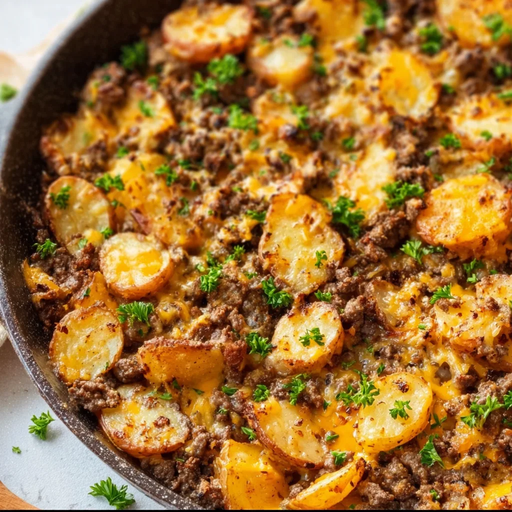 Classic Ground Beef &amp; Potatoes Skillet: Easy, Comfort Food Bliss!