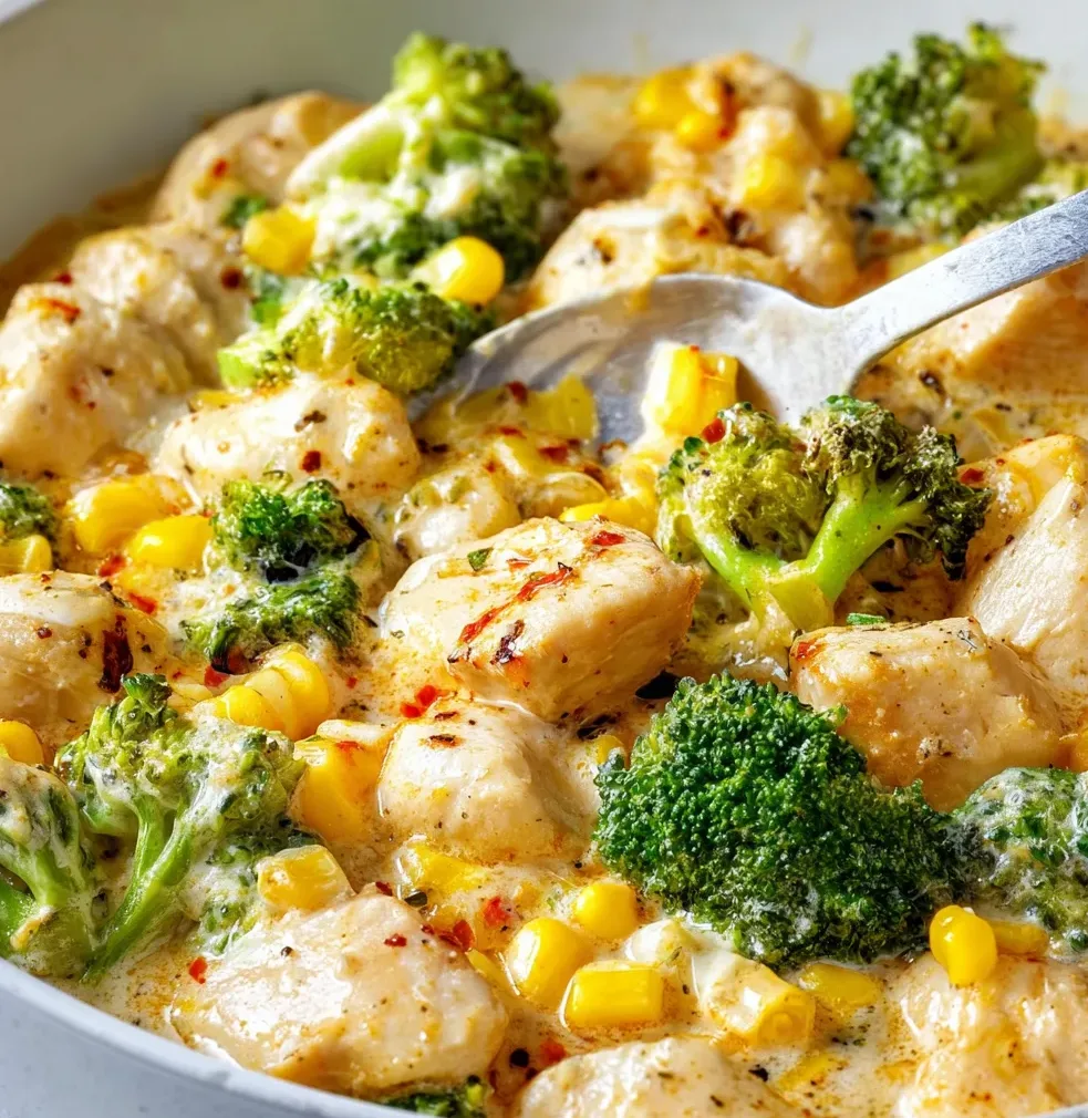 Creamy Chicken with Sweetcorn &amp; Broccoli Recipe You’ll Love!