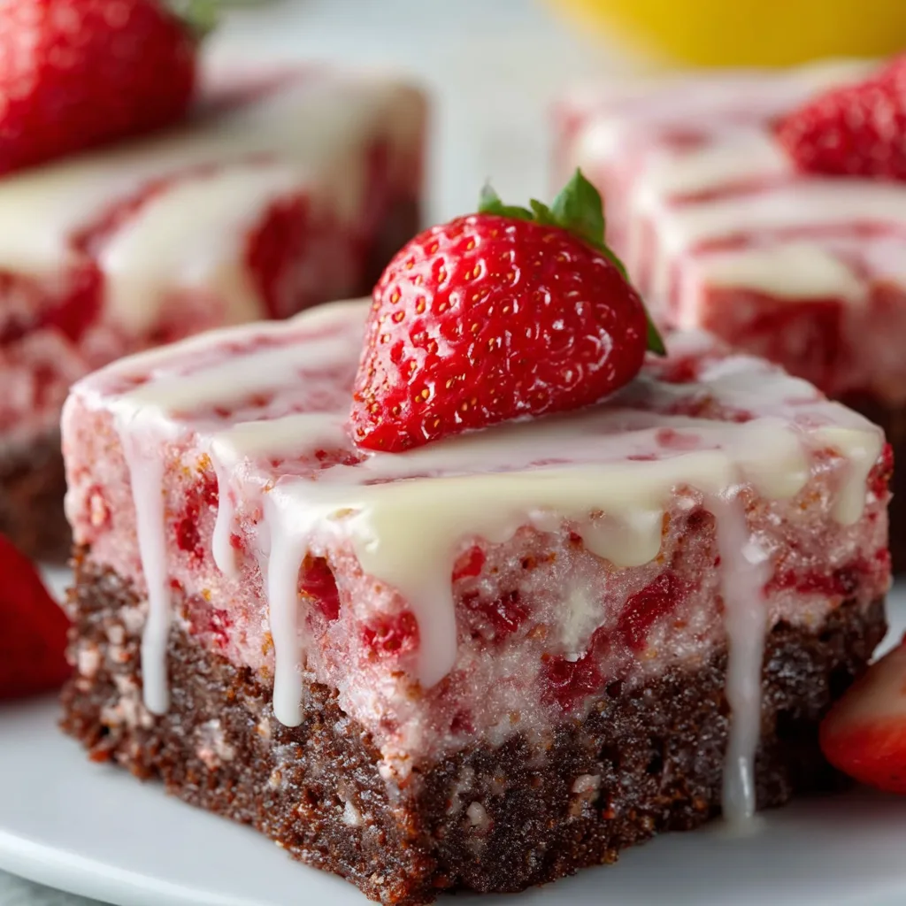 Strawberry Brownies with Lemon Glaze: Irresistibly Tangy & Sweet!
