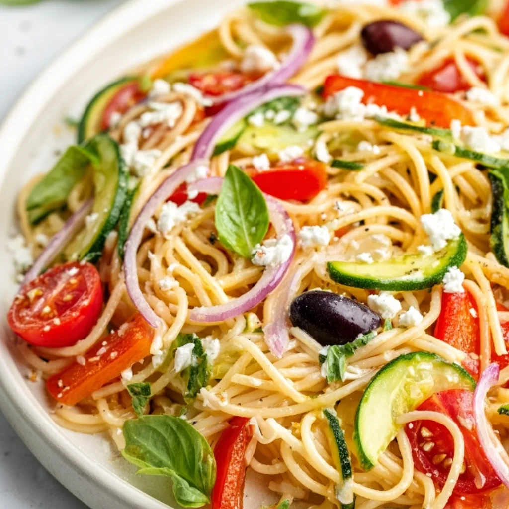 Cold Spaghetti Salad: Fresh Veggies &amp; Zesty Dressing Delight!