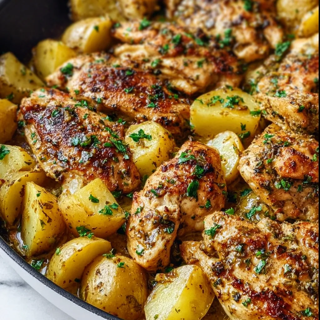 Garlic Butter Chicken &amp; Potatoes Skillet: Easy, Crispy &amp; Delicious!