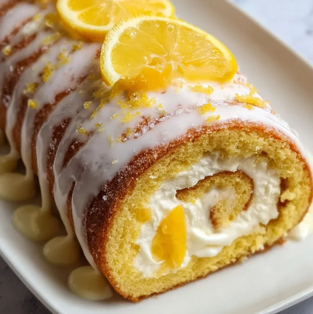 Lemon Cream Roll Cake with Lemon Glaze - Irresistibly Zesty & Creamy!