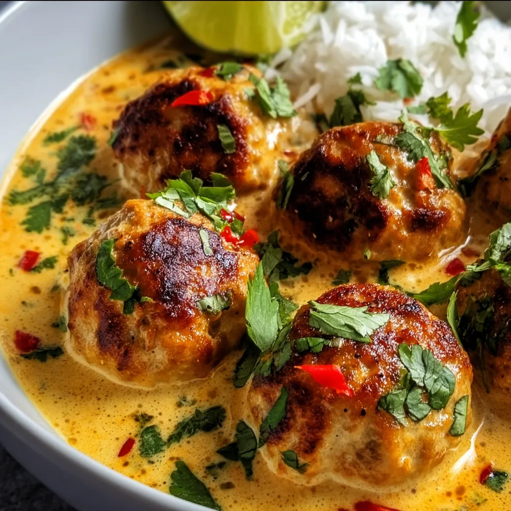 Thai Chicken Meatballs in Coconut Curry: Irresistibly Creamy & Spicy!