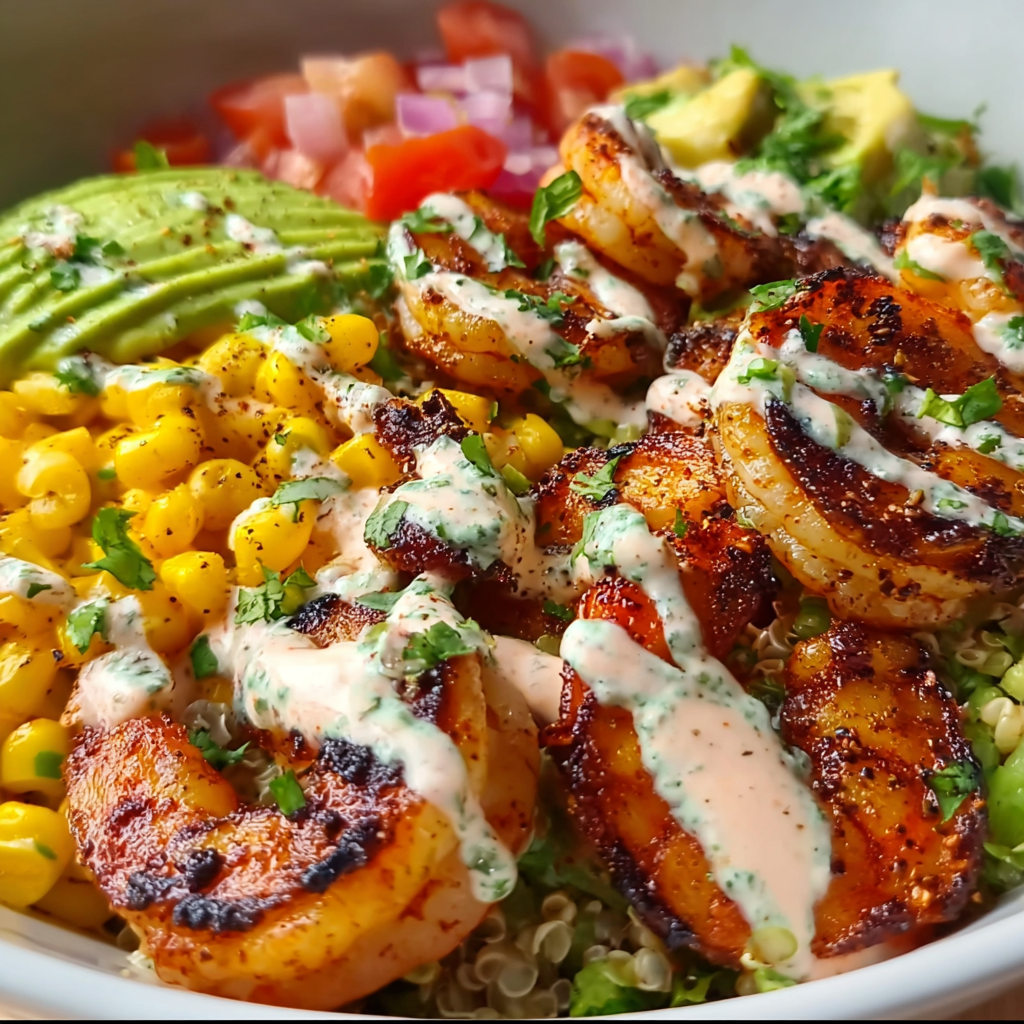 Grilled Shrimp Bowl with Avocado Corn Salsa – Creamy, Fresh & Irresistible!
