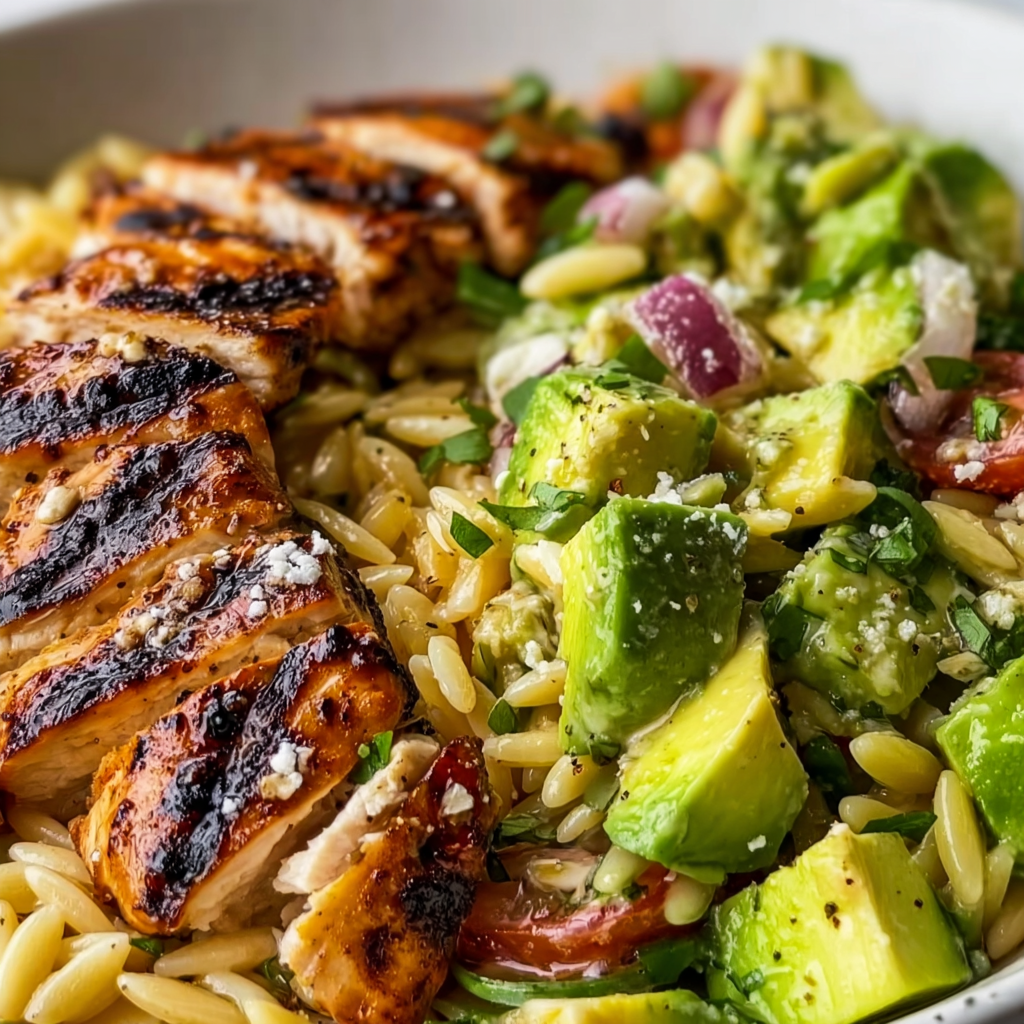 Grilled Chicken Orzo Salad with Avocado: Fresh, Zesty &amp; Irresistible!