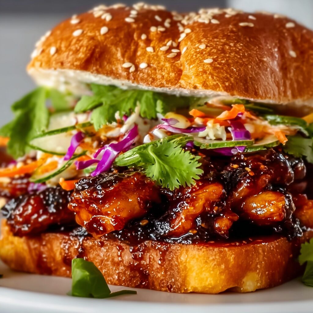 Korean BBQ Chicken Sandwich: Irresistibly Flavorful & Juicy Bite!